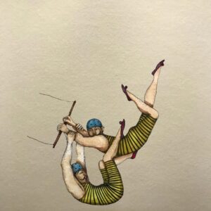 Litografía Trapecistas. Sena Cifuentes